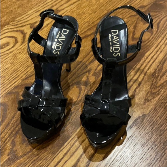 DAVIDS patent leather black heeled sandals size 37 - Picture 2 of 6